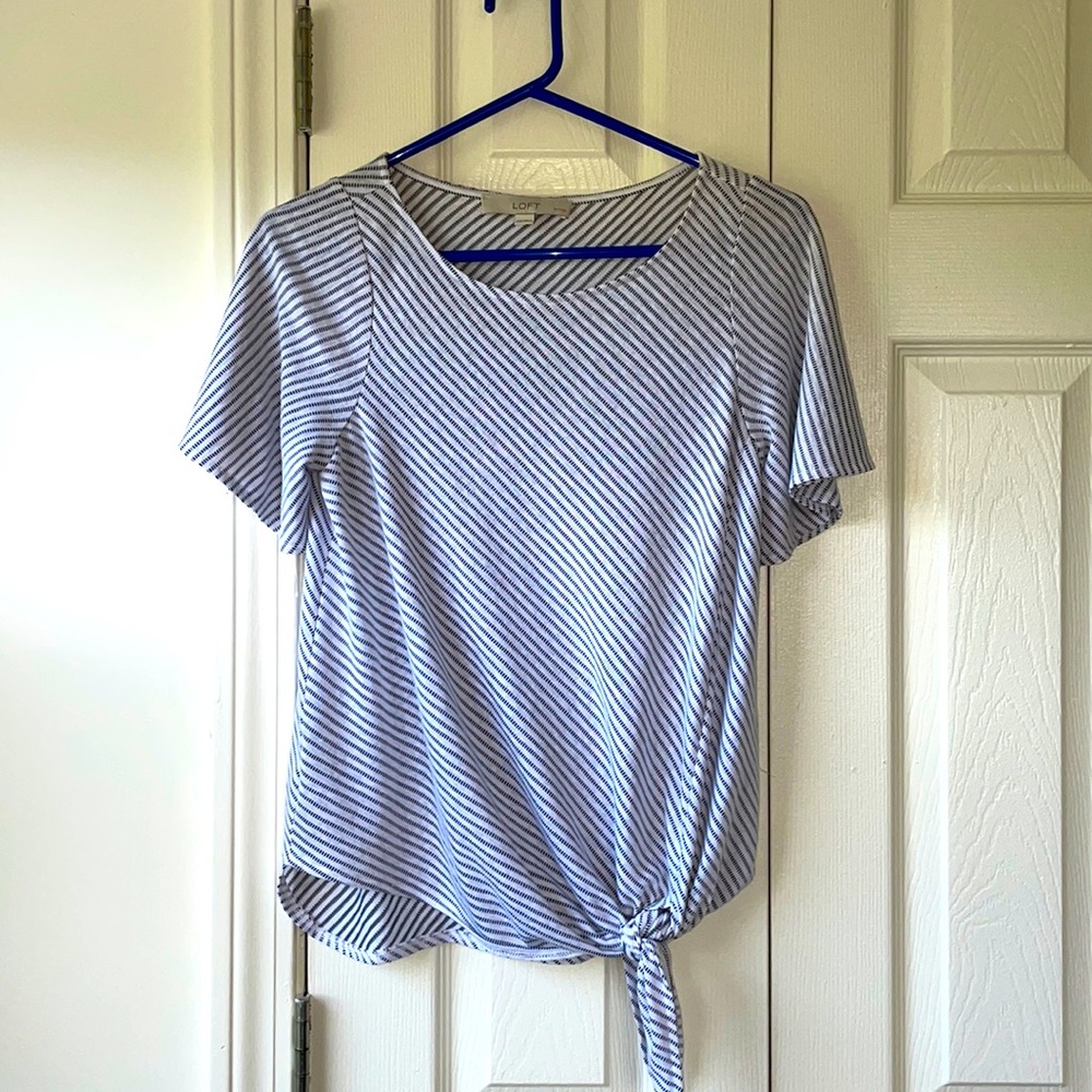 Ann Taylor LOFT white and black Striped Top